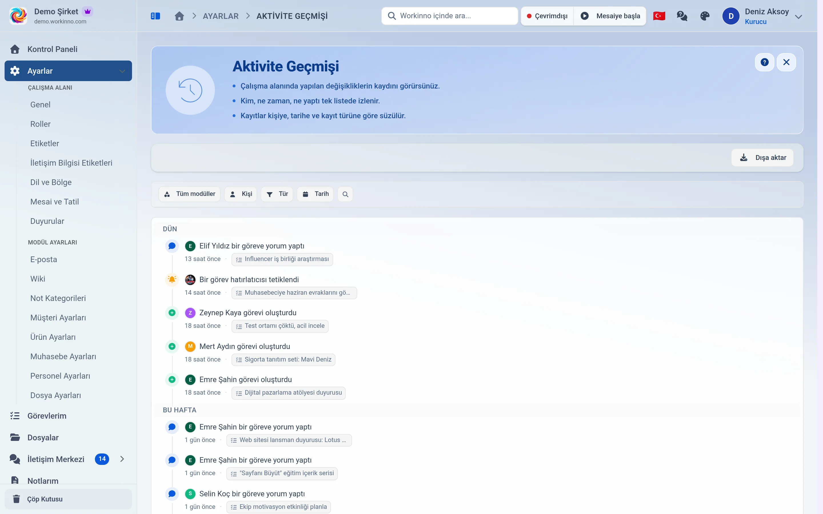 Aktivite geçmişi