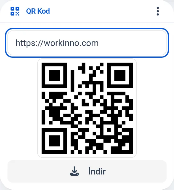 QR Kod: bağlantı yazılmış ve kodu üretilmiş hâli