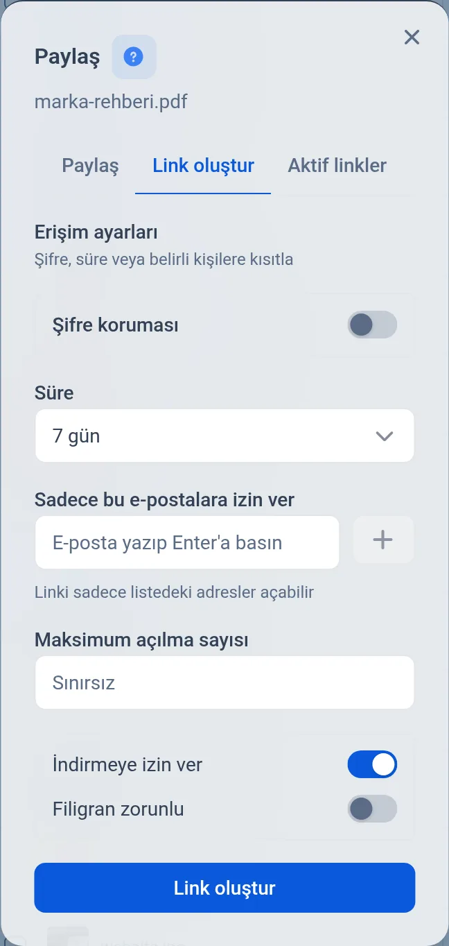 Erişim ayarları