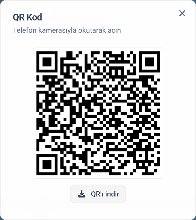 QR kod penceresi