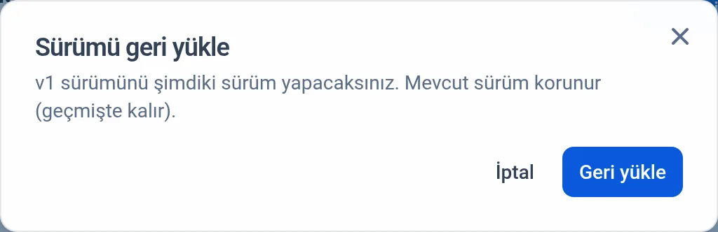 Geri yükleme onayı