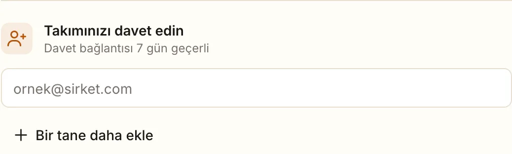 Takım daveti alanı