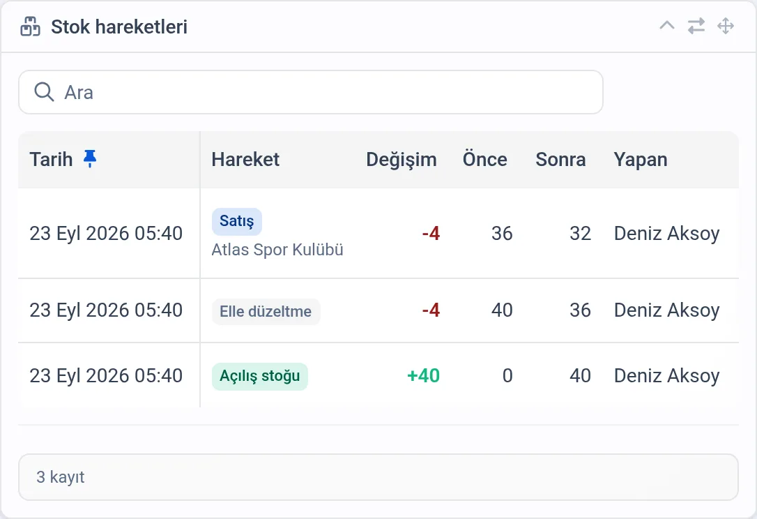 Stok hareketleri