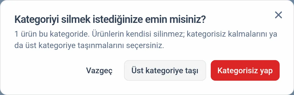 Kategori silme onayı