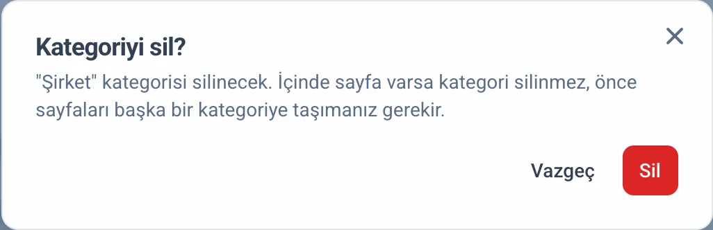 Kategori silme onayı